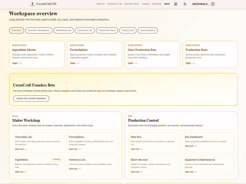 CocoaCraft Dashboard screenshot