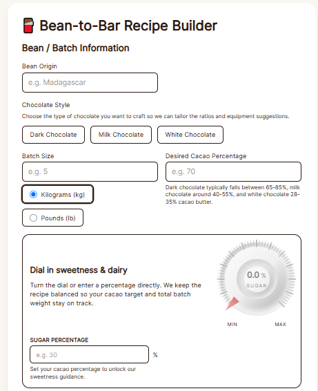 Recipe Builder / Formulation Tool screenshot